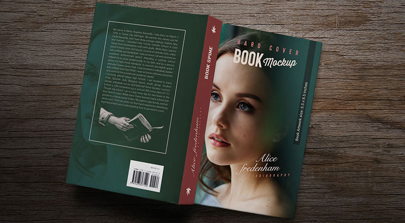 Fat Book Title, Spine & Backside Mockup Psd