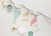 Fat Lay Of Wedding Card With Candles And Ribbon Psd