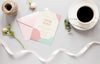 Fat Lay Of Wedding Card With Ribbon And Coffee Psd