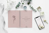 Fat Lay Of Wedding Notebook With Smartphone And Plants Psd