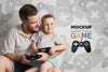 Father And Child Playing Video Game Together Psd