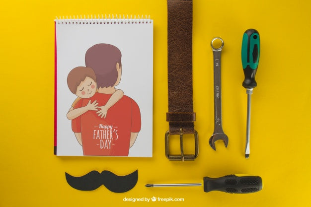 Father'S Day Composition On Yellow Background Psd