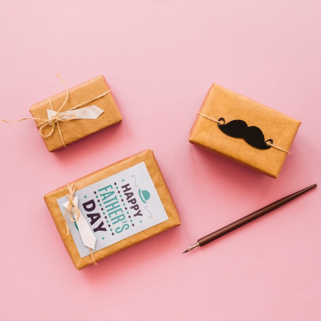 Fathers Day Mockup With Present Boxes Psd