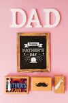 Fathers Day Mockup With Slate Above Present Boxes Psd