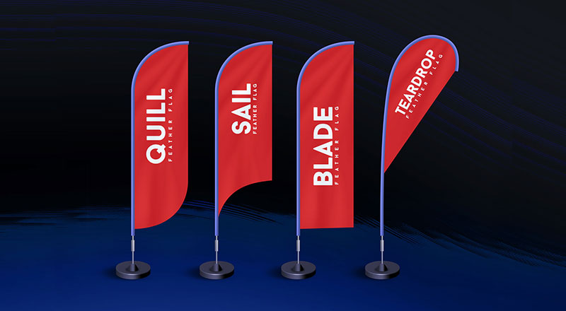 Feather Flag Mockup Psd (Quill, Sail, Blade & Teardrop) Templates