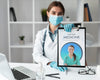 Female Doctor Holding A Mock-Up Clipboard Psd