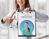 Female Doctor Holding A Mock-Up Clipboard Psd