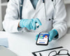 Female Doctor Holding A Mock-Up Smartphone Psd