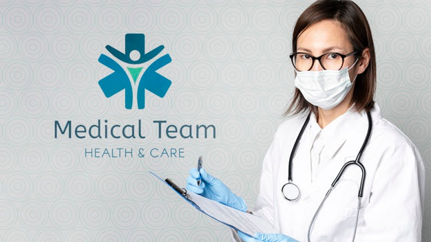 Female Doctor With Mock-Up Psd