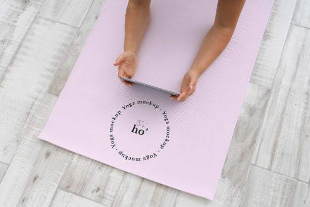 Female Hands On Yoga Mat Mock-Up Psd