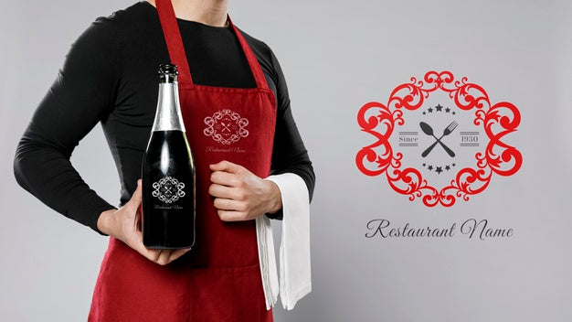 Female Holding A Bottle Of Wine Mock-Up Psd