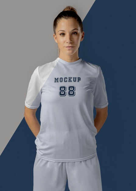 Female Soccer Player Apparel Mock-Up Psd