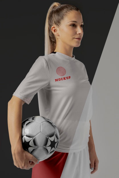 Female Soccer Player Apparel Mock-Up Psd