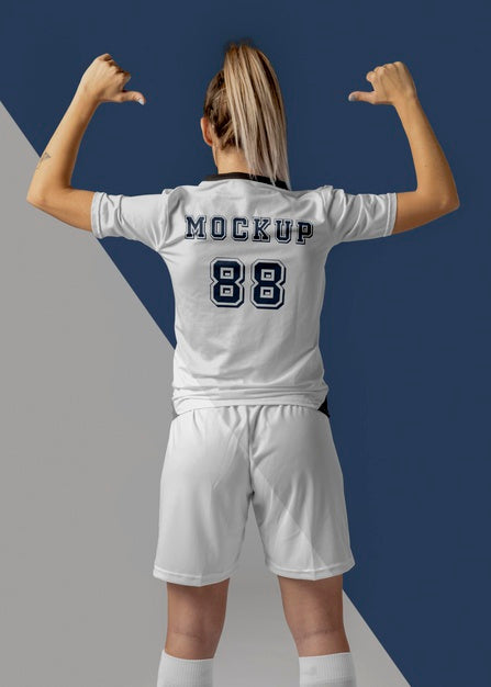 Female Soccer Player Apparel Mock-Up Psd