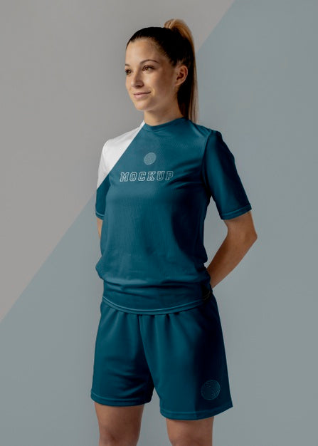 Female Soccer Player Apparel Mock-Up Psd