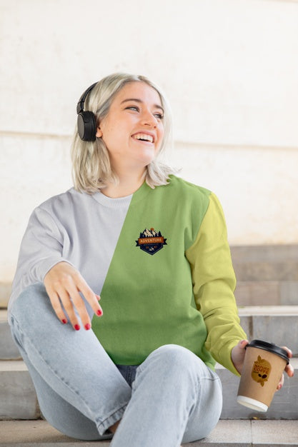 Female With Hoodie Listening Music Psd