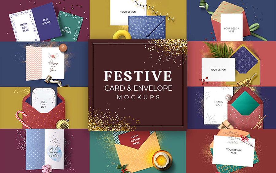 Festive Card & Envelope Mockup