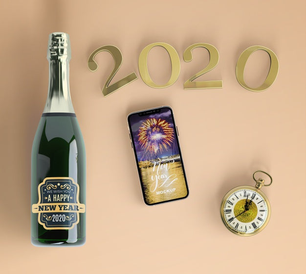 Festive Phone Mock-Up With Champagne Psd