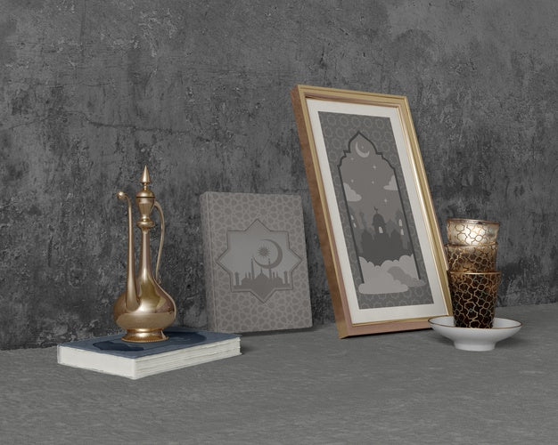 Festive Ramadan Composition On Cement Psd