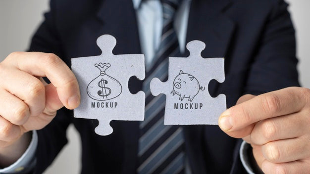 Finance Arrangement With Puzzle Pieces Mock-Up Psd
