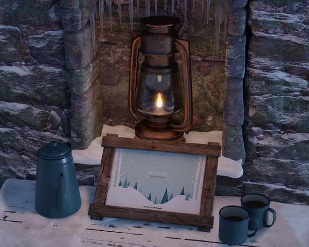 Fireplace With Kettle And Frame Psd