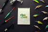 Fishing Accessories Bait And Notepad Mock-Up Psd