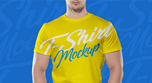 Fit Man Half Sleeves T-Shirt Mockup Psd