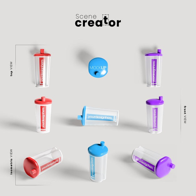 Fitness Bottles For Hydrating Mock-Up Psd