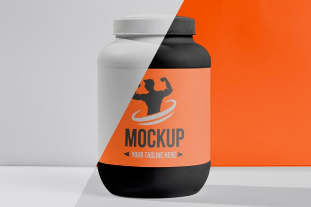 Fitness Mock-Up Plastic Bottle Of Protein Psd