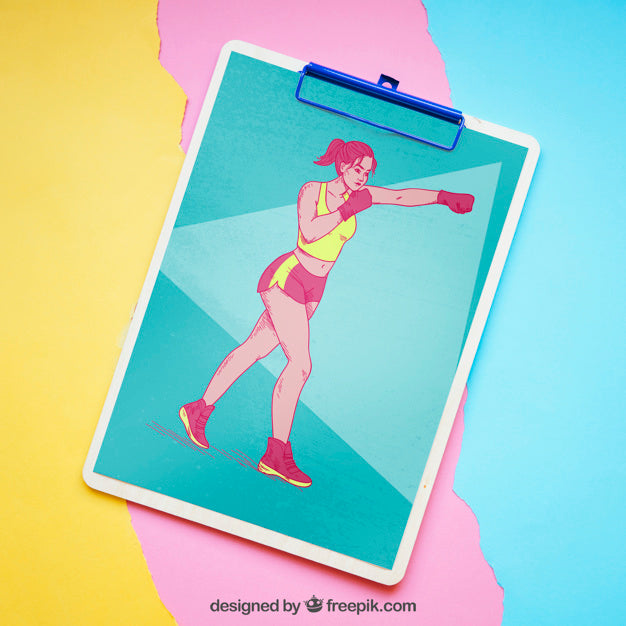 Fitness Mockup With Blue Clipboard Psd