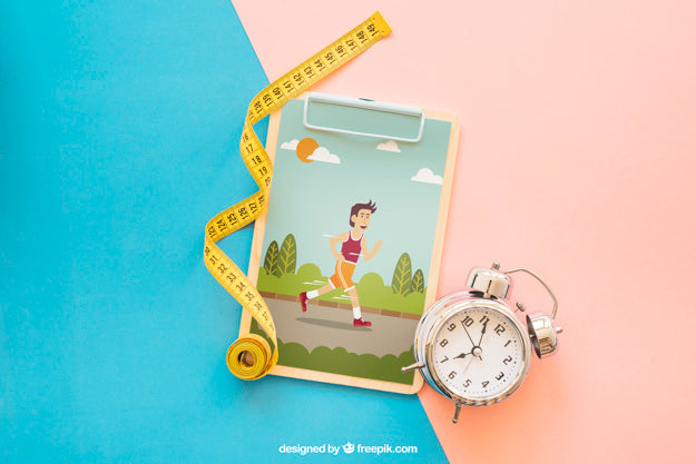 Fitness Mockup With Clipboard And Alarm Psd