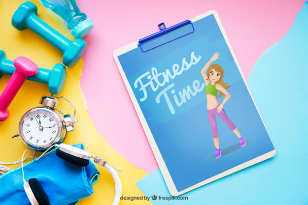 Fitness Mockup With Clipboard On Right Psd