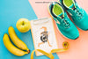 Fitness Mockup With Clipboard, Shoes And Banana Psd