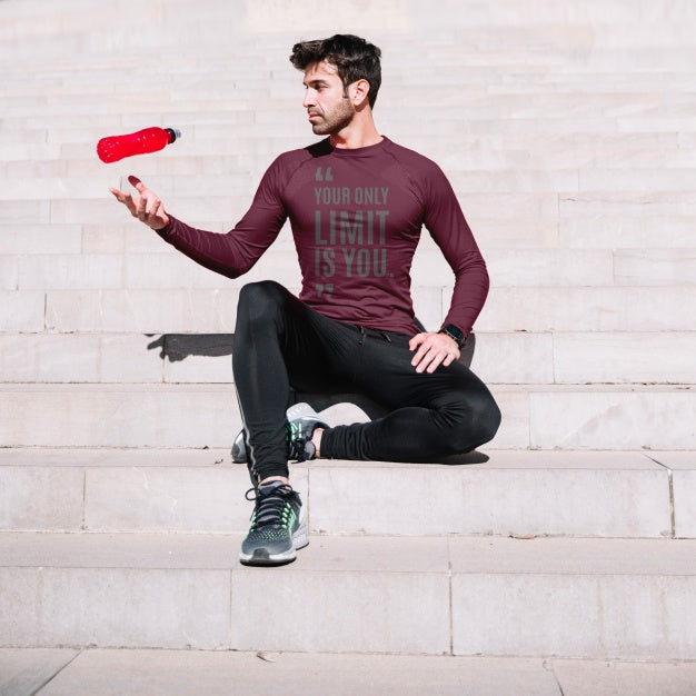 Fitness Mockup With Man On Stairs Psd