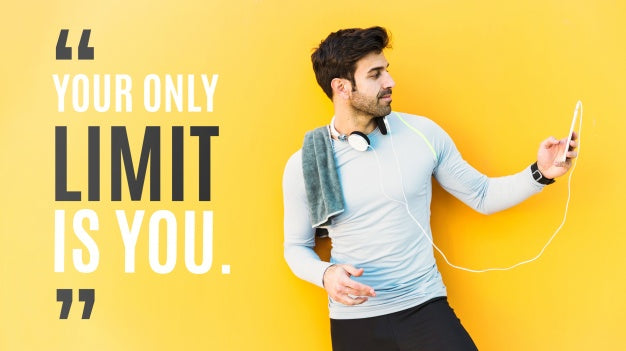 Fitness Mockup With Quote Psd