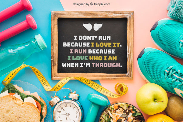 Fitness Mockup With Slate Between Training Elements Psd