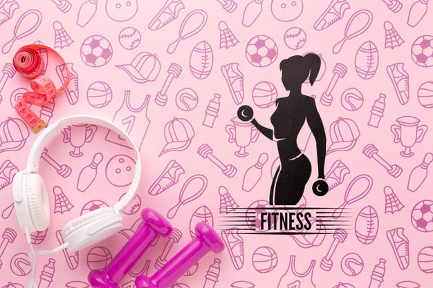 Fitness Training With Weights And Headphones Psd