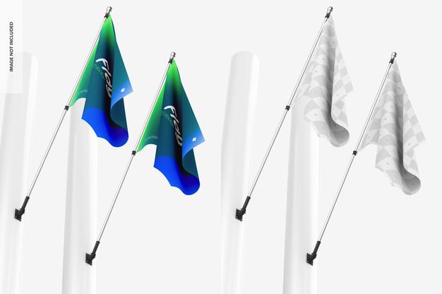 Flag Mockup, Low Angle View Psd