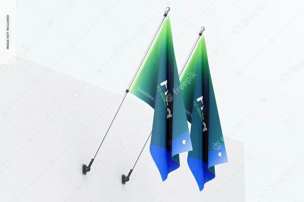 Flags Mockup On White Wall Psd