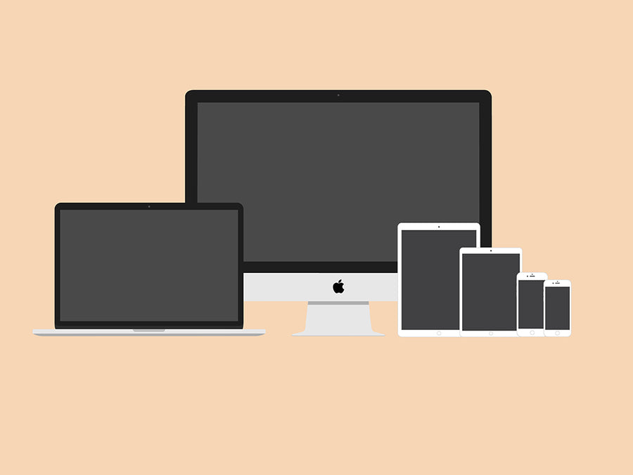Flat 2D Apple Devices Mockup Pack