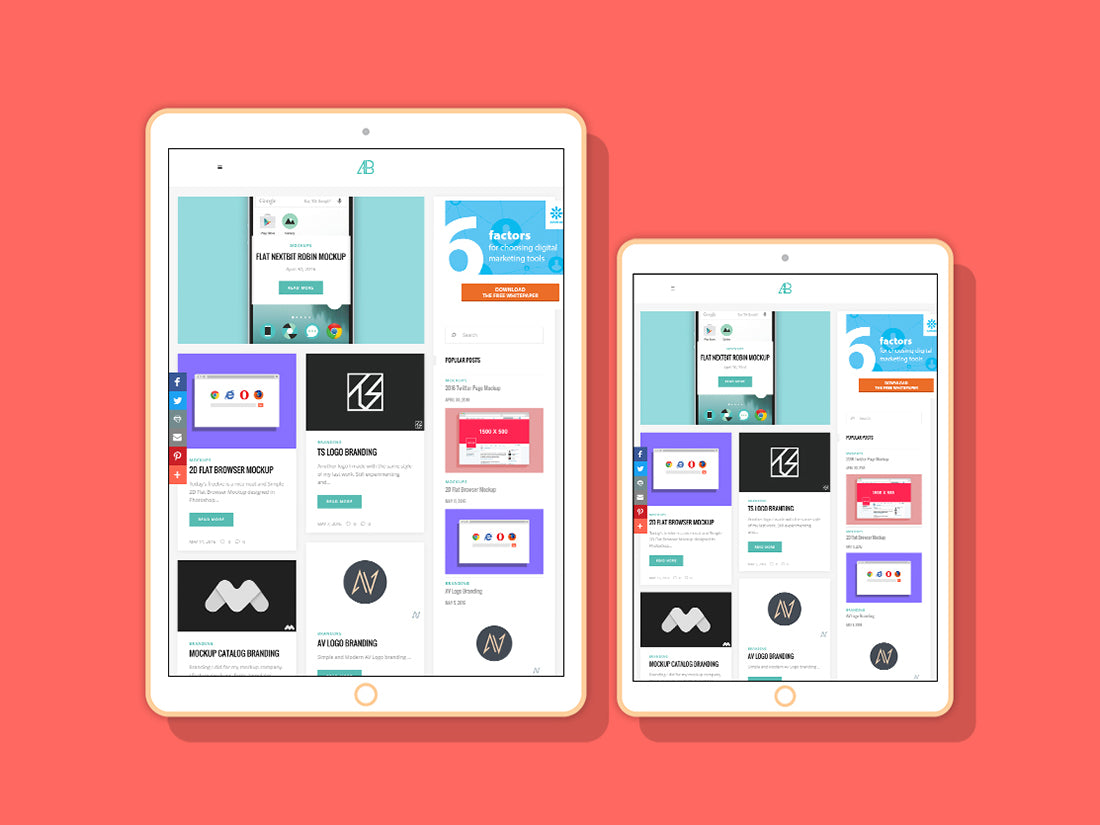 Flat 2D Apple Ipad Pro Mockup