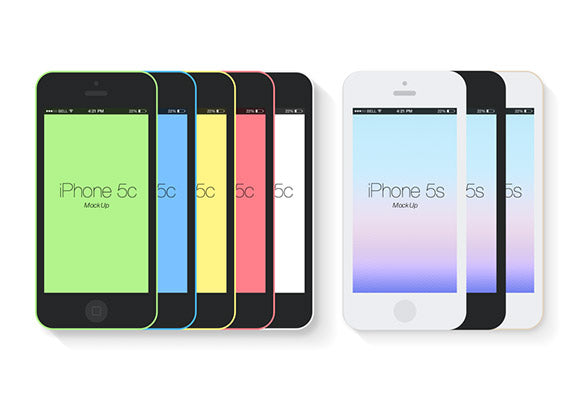 Flat Iphone 5C & 5S Mockups