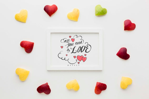 Flat Lay Apples Heart Shapes Psd