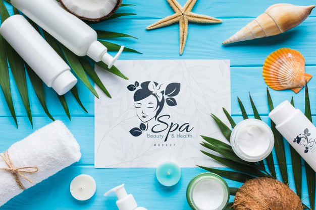 Flat Lay Arrangement Mock-Up With Spa Elements Psd
