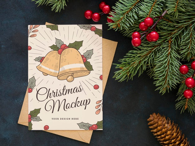 Flat Lay Arrangement Of Christmas Eve Elements Mock-Up Psd