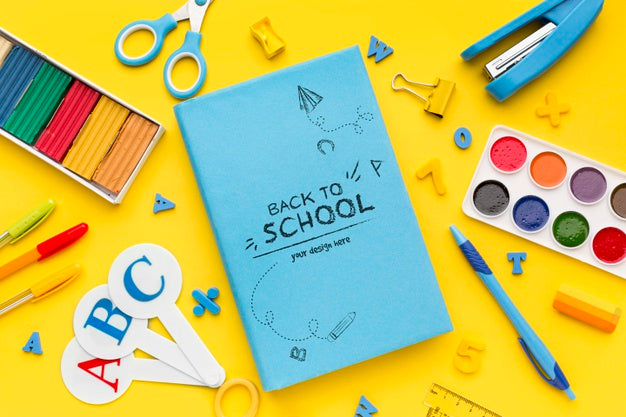 Flat Lay Arrangement Of School Supplies Psd