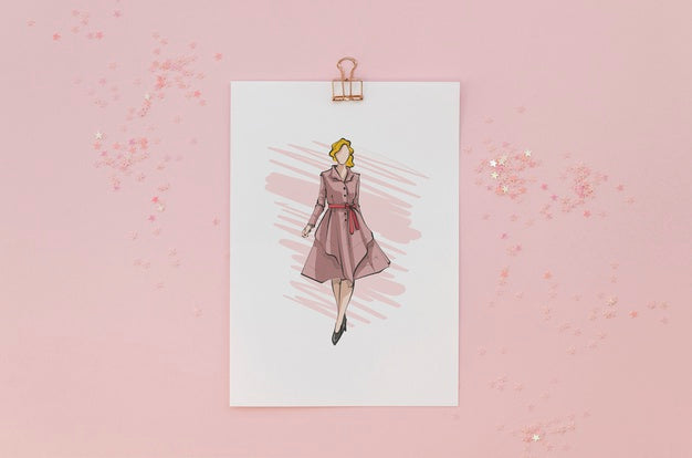 Flat Lay Arrangement With Card Mock-Up On Pink Background Psd