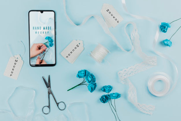 Flat Lay Arrangement With Flowers Psd