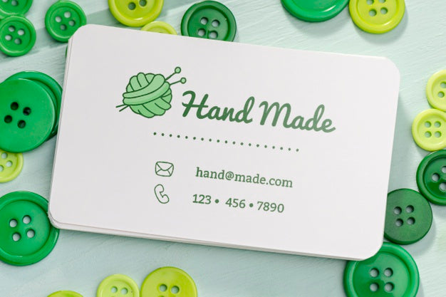 Flat Lay Arrangement With Green Buttons Psd