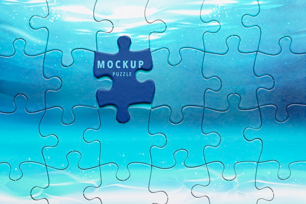 Flat Lay Arrangement With Jigsaw Puzzle Piece Psd